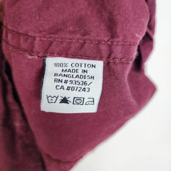 Marc Ecko Cut Sew 100% Cotton Burgundy Mens Medium Short Sleeve Button Shirt - Picture 6 of 10